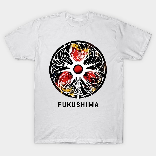 Floral Fukushima Nuclear Disaster Artistic Symbol T-Shirt by TomFrontierArt